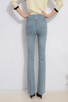 Plus size straight pants for women denim jeans casual light blue full length spring autumn new fashion casual trousers kkd0601