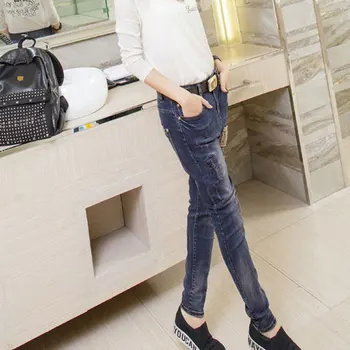 In the spring of 2016 new Haren jeans female embroidered denim trousers worn feet