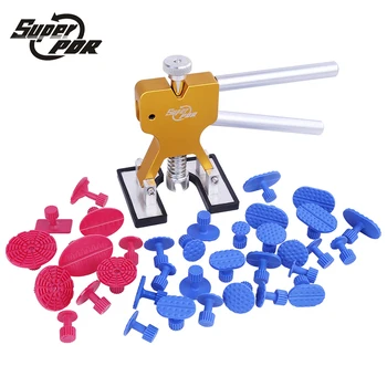 Super PDR Tools Paintless Dent Repair Tools Dent Removal PDR Tool Kit Dent Puller Tabs Hand Tool Set 25 blue 10 red glue tabs