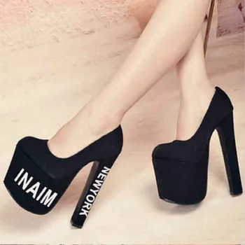 High-heeled shoes 17cm spring and summer high heels single shoes sexy thick heel platform women's shoes 18