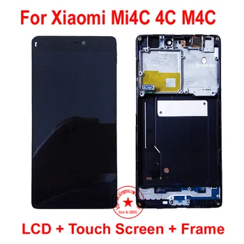 Tested Working Frame +LCD Touch Screen Digitizer Assembly For Xiaomi Mi4C 4C M4C Mobile Display Sensor Replacement