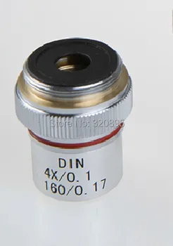 195 4X Metal Shell Oil Achromatic Objective Lens DIN4X / 0.1 160 / 0.17 Oil for Biological Microscope