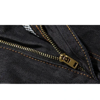 Port&Lotus Fashion Business Jeans With Zipper Fly Solid Color Midweight Straight Pants Large Size Jeans Men 061 wholesale