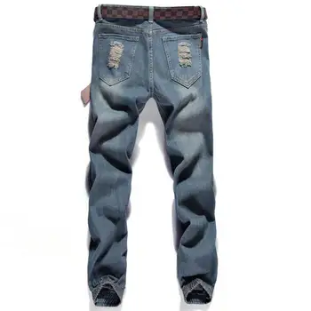 ZEESHAT Homme Jeans Designer Pants Destroyed Mens Slim Denim Straight Skinny Jeans Men Ripped hole Jeans Skinny in Men's Jeans