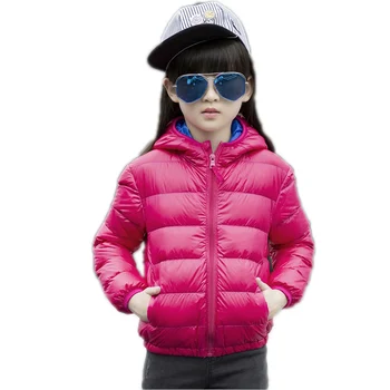 2017 Children's White Duck Down Clothing Girl Winter Solid Hooded Coats&Jackets Kids Thin Cotton-Padded Down Coats And Jackets