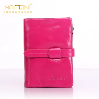 MAIFEIN European and American Style New Genuine Cow Leather Short Wallet Woman Drawstring Zipper High Capacity Clutch Coin Purse