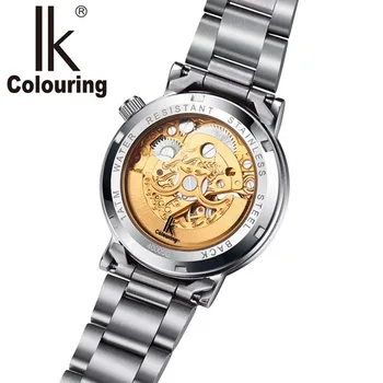 IK Brand Women Automatic Mechanical Watch Silver Full Steel Watches Fashion Simple Casual relojes with Orignial Box