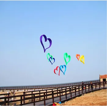 3d heart kite love with handle line ripstop nylon cerf volant octopus kite parachute big kite flying