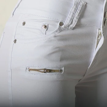 Name Brand Designer Women Jeans Slim Fit White Jeans High Waist Women Zipper Jeans Female Branding Clothes S2380