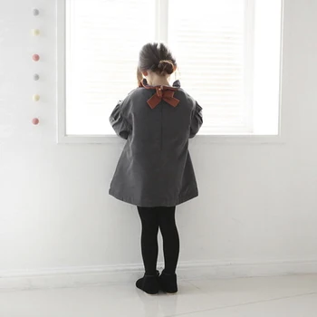 2016 New Winter Girls Jacket Cotton Deep Gray Thickening Baby Clothes Cotton Sweet Princess Butterfly Thin Thermal Warm Coat