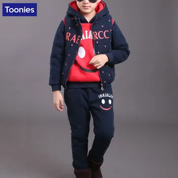 New Children Hoodie Suits Winter Autumn Kids Sweatshirts Set Long Sleeves Thick Warm Smile Hoodies for Teens 3-14T Girl Clothes