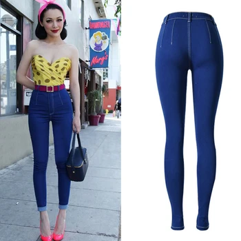 2016 Feminina Skinny Pencil Pant Jeans Sexy High Rise Jeans Women Candy Color Boyfriend Jeans Women Wholesale New Jeans S1561