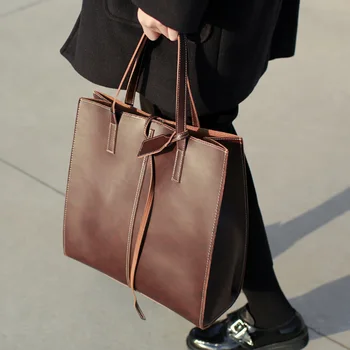 2016 Vintage Large Women Handbag PU Leather Brief Big Female Shoulder Bag Brown Ladies Hand Bag For Shopping Work
