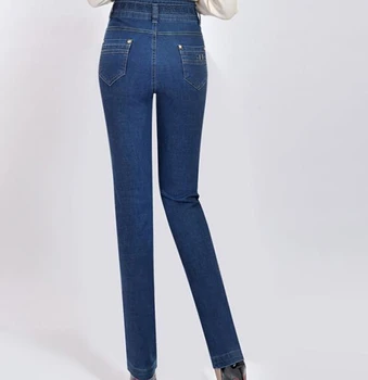 Pencil pants for women plus size denim jeans autumn spring slimming full length cotton blend embroidery high waist yrf0602