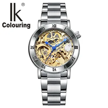 IK Watch Women Roman Skeleton Watches Auto Mechanical Wristwatch with Orignial Box