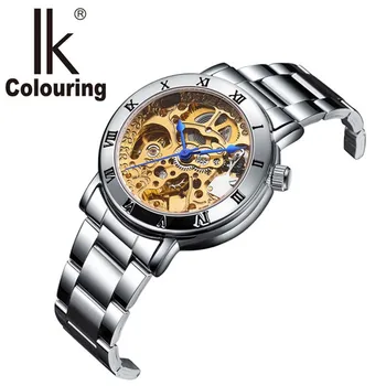 IK Watch Women Roman Skeleton Watches Auto Mechanical Wristwatch with Orignial Box