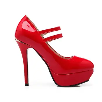 ASUMER 2016 new fashion mary janes women pumps round toe patent pu leather platform shoes woman ladies summer wedding shoe