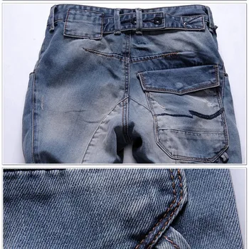 New Designer Slim Micro bullet jeans men ripped men jeans hip hop pants Straight for men denim trousers biker jeans