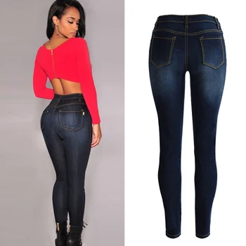 2016 Jeans For Women European and America Style Hot Sexy Pencil Jeans Long Plus Size Ripped Jeans For Women S1519