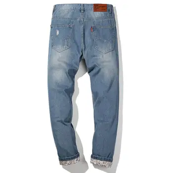 ZEESHANT 44 42 40 Fashion Hole Ripped Men Jeans Size 42 Casual Patchwork Slim Straight Denim Pants Trousers in Men's Jeans