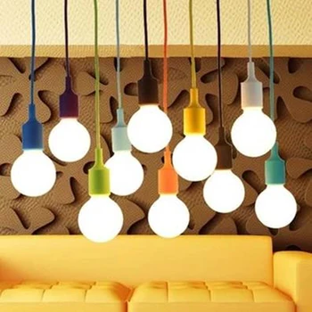 Colored silicone E27 lamp chandelier line Mediterranean Cafe tea shop decoration ceiling chandelier track
