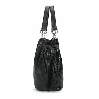 Premium Snake Skin Tote Bag Luxury Handbags Women Bags Designer Tassel Shiny Shopper Bag Genuine Leather Female bolso Black,Blue
