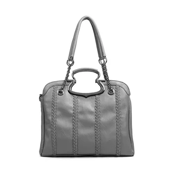 2016 Vintage Women Bags Premium Leather Handbag For Girls Red Large Shoulder Bag Hand bag Grey Black
