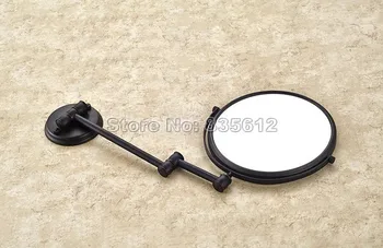 Bathroom Accessory Black Oil Rubbed Bronze Frame Arm Folding Wall Mounted Round Shape Makeup Shave Vanity Mirror Wba628