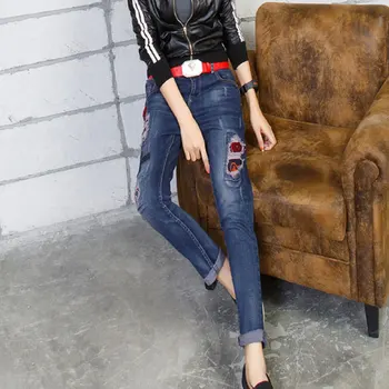 In the spring of 2016 new Korean women's fashion hole jeans pants female Haren