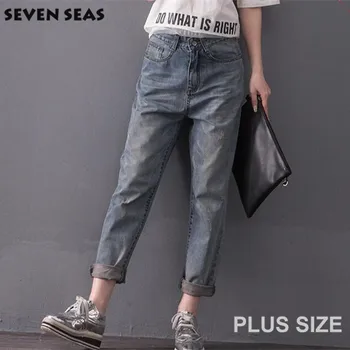 2016 Fashion Plus size Wide leg pants Vintage High Waist Boyfriend Jeans Women Baggy Loose Denim Jean Pantalon femme