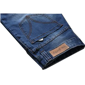 2016 European simple style 4 seasons casual mens jeans full cotton slim plus size pencil pants Cat whisker decorate