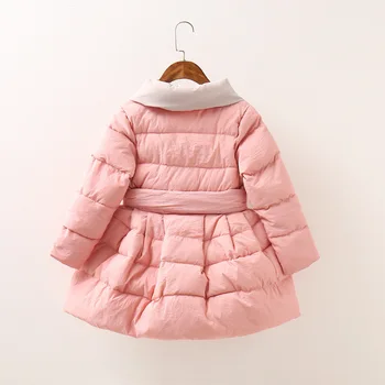 Children Winter Outerwear 2016 Girls Cotton-padded Jacket Long Style Warm Thickening Kids Outdoor Snow proof Coat