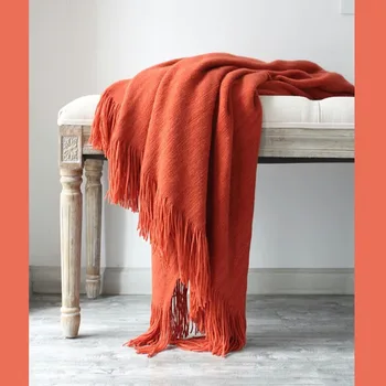 Hot Secret fleece knitted Blanket Cotton Throws Sofa Plane Travel Plaids Fashion air condition Orange