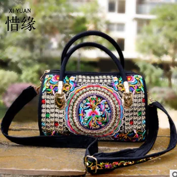 XIYUAN BRAND women embroidery bag embroidered handbags ethnic,floral womans shoulder embroidered handbags