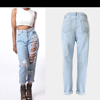 2016 New Fashion Summer Women Jeans ripped Holes DENIM Harem Pants Jeans Slim vintage boyfriend CASUAL jeans for women SP2085