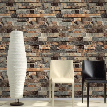 3D Stone Wall Paper Roll Brick Wall PVC Wallpaper for Living Room, Dinning Room,TV Background
