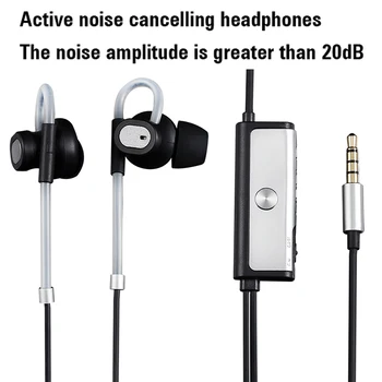 New In Ear Active Noise Cancelling Earphone Ear Hook Metal Stereo Hifi Music Headset with Microphone for Mobile Phone MP3 CD DVD