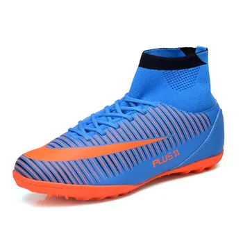 Ibuller Plus Size 39-46 Mens Indoor Footballl Shoes High Ankle Soccer Cleats With Socks Zapatillas Futbol Sala Hombres S150