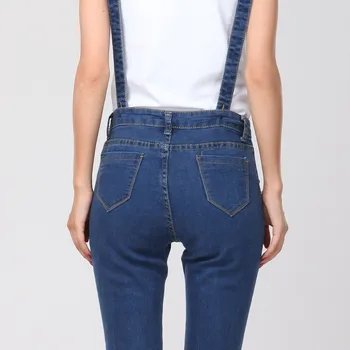 In the spring of 2016 new female jeans trousers Korean fashion Lycra detachable strap denim trousers