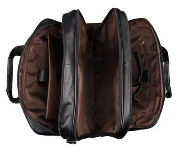 Nesitu Black / Coffee Large Capacity Genuine Leather Men Messenger Bags Briefcase Portfolio 14 /15.6 inch Laptop Bag #M7289