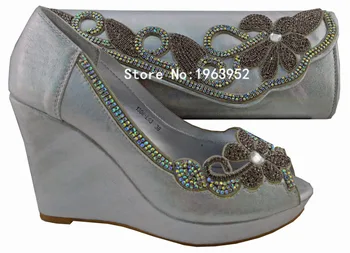 Silver 1308-L63 for Shoes matching bag set series,African Wedding Shoes And Bag Set Newest Italian Woman Shoes And Bag Sets