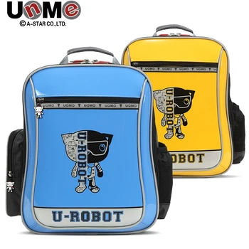 UNME brand pupil backpack waterproof orthopedic high-grade leather large capacity orthopaedic for boys and girls fashion bag