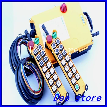 14 Channels 1 Speed 2 Transmitters Hoist Crane Truck Radio Remote Control Push Button Switch System with Emergency-Stop