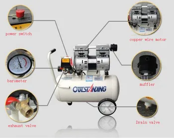Noisy less light tool,Portable air compressor,0.7MPa pressure,30L air pool cylinder,economic speciality piston filling machine