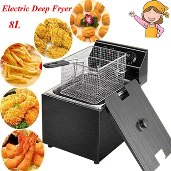 8L Electric Deep Fryer Blast Furnace Cylinder Thickening Fryer Grill Fried Chicken Fried Dough Sticks Furnace Fries Machine