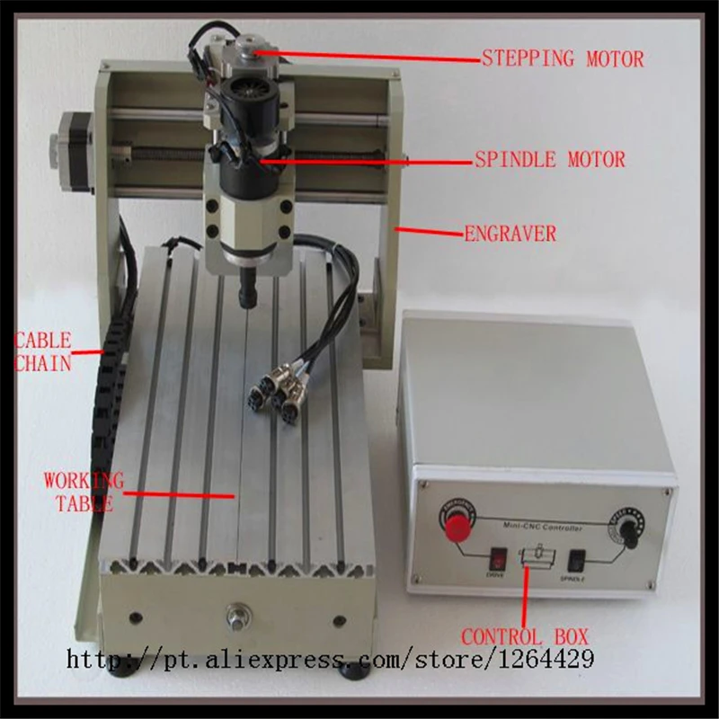 Mini cnc milling machine 3020 T-D200 engraving machine, CNC router/ cutter made in china 200W Spindle