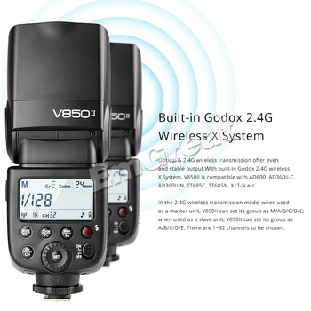 Godox Ving V850II GN60 2.4G 1/8000s HSS Camera Flash Speedlight with 2000mAh Li-ion Battery 1.5s Recycle Time or X1T-S for Sony