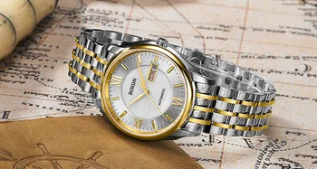 ROSDN Luxury Roman Gold Silver Full Steel Automatic Mechanical Watches Men Brand Sapphire Fashion Dress Business Watch 2017