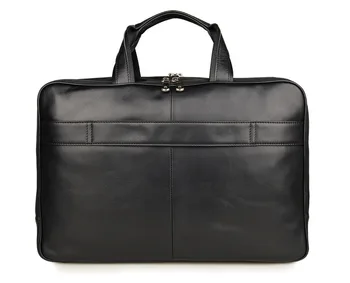 Large Capacity Black Genuine Leather Men Messenger Bags Business Travel Bags Cowhide 15.6'' Laptop Briefcase Portfolio #M7289
