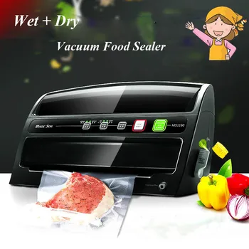 1pc Automatic Dry+Wet Vacuum Food Sealer, Household Food Preservation, Multi-function Vacuum Film Sealing Machine MS1160